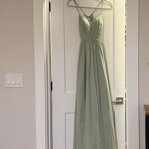 Azazie Light Green Maxi Dress